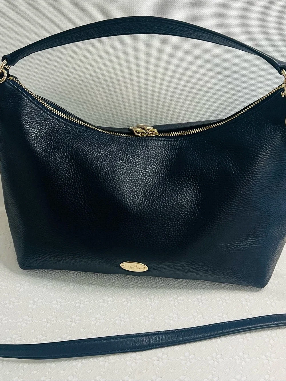 Coach F36628 East West Celeste NAVY BLUE Leather Convertible Crossbody Hobo Bag - Picture 9 of 15
